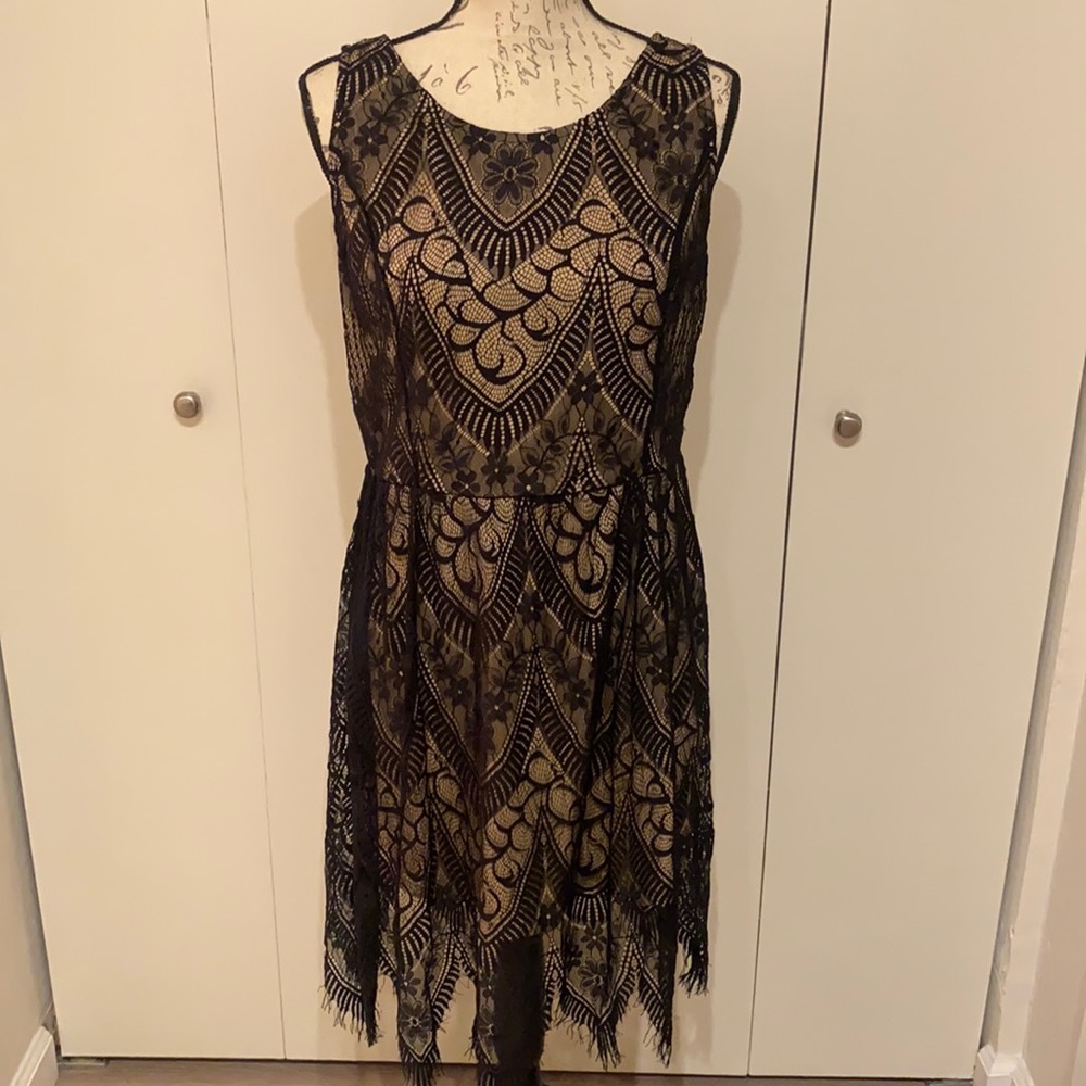 Pinky black and nude lace dress